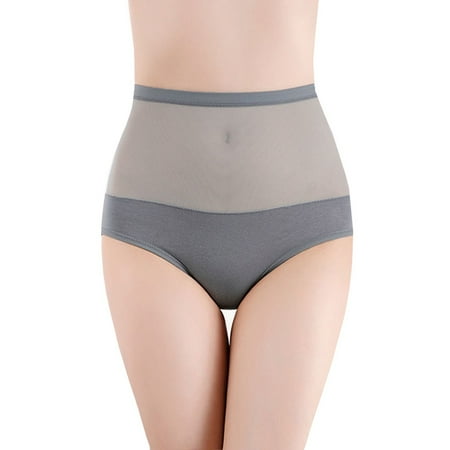 

TAIAOJING Thongs For Women High Waist Cotton Mesh Transparent Abdominal Lift Charming Breathable Underwear Panties Brief