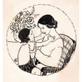 thumbnail image 2 of A. Tinbergen 12x13 Gold Ornate Wood Frame and Double Matted Museum Art Print Titled - Girl Op Mothers Schoot (1925), 2 of 4