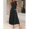 thumbnail image 2 of FUNING Women's 2025 Summer Casual Flutter Short Sleeve Crew Neck Smocked Elastic Waist Tiered Midi Dress, 2 of 7