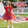 thumbnail image 3 of Girls 4th of July Outfit Toddler Patriotic Clothes 2 Piece USA T-Shirt Shirred Tiered Skirt Set for Little Girls Independence Day Memorial DStar Blue Short Sets for Little Girl Independence Day 5T, 3 of 5