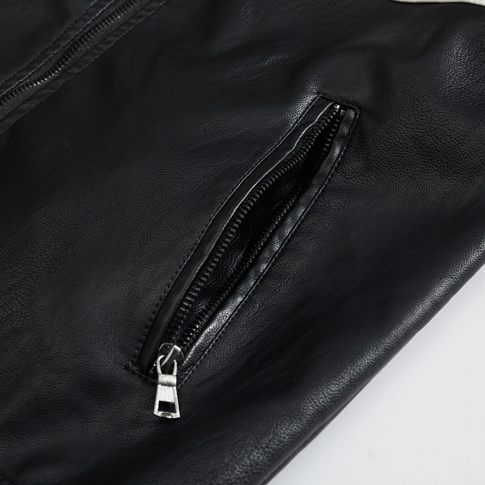 Nmnitkp Leather Jacket Men High Quality Fabric Men's Faux Leather Jacket Vintage Stand Collar Motorcycle PU Leather Outwear Coat & Color Match Jackets for Men with Pockets（Plus Size）
