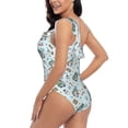 thumbnail image 4 of Cauagu Winter Wonderland Light Blue Print Women's Sexy One Piece Swimsuits One Shoulder Ruffle Tummy Control Bathing Suit Slimming Swimwear-Medium, 4 of 6