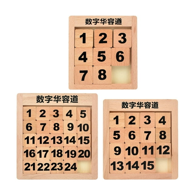 3 Sets Wooden Digital Road Wood Number Slide Puzzle Child Number Slide Toys