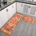 thumbnail image 3 of 2 Piece Bohemian Farmhouse Orange Vintage Rug Kitchen Rug Set, Decor Kitchen Rugs, Absorbent Non-Slip Washable Floor Mats, Home Indoor Runner Rugs 17"x47"+17"x30", 3 of 7