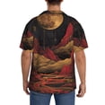 thumbnail image 3 of Gukieu Lunar Mountains Golden Rivers Print Men's Short-sleeved Shirts, Button-down Pocket Shirts, T-shirts, Beach Vacation Travel Summer Clothing-4X-Large, 3 of 5