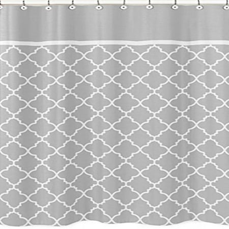 Gray And White Trellis Childrens Bathroom Fabric Bath Shower