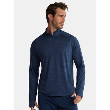 Athletic Works Men's & Big Men's Space Dye Jersey Quarter Zip Long Sleeve Shirt, Sizes S-3XL