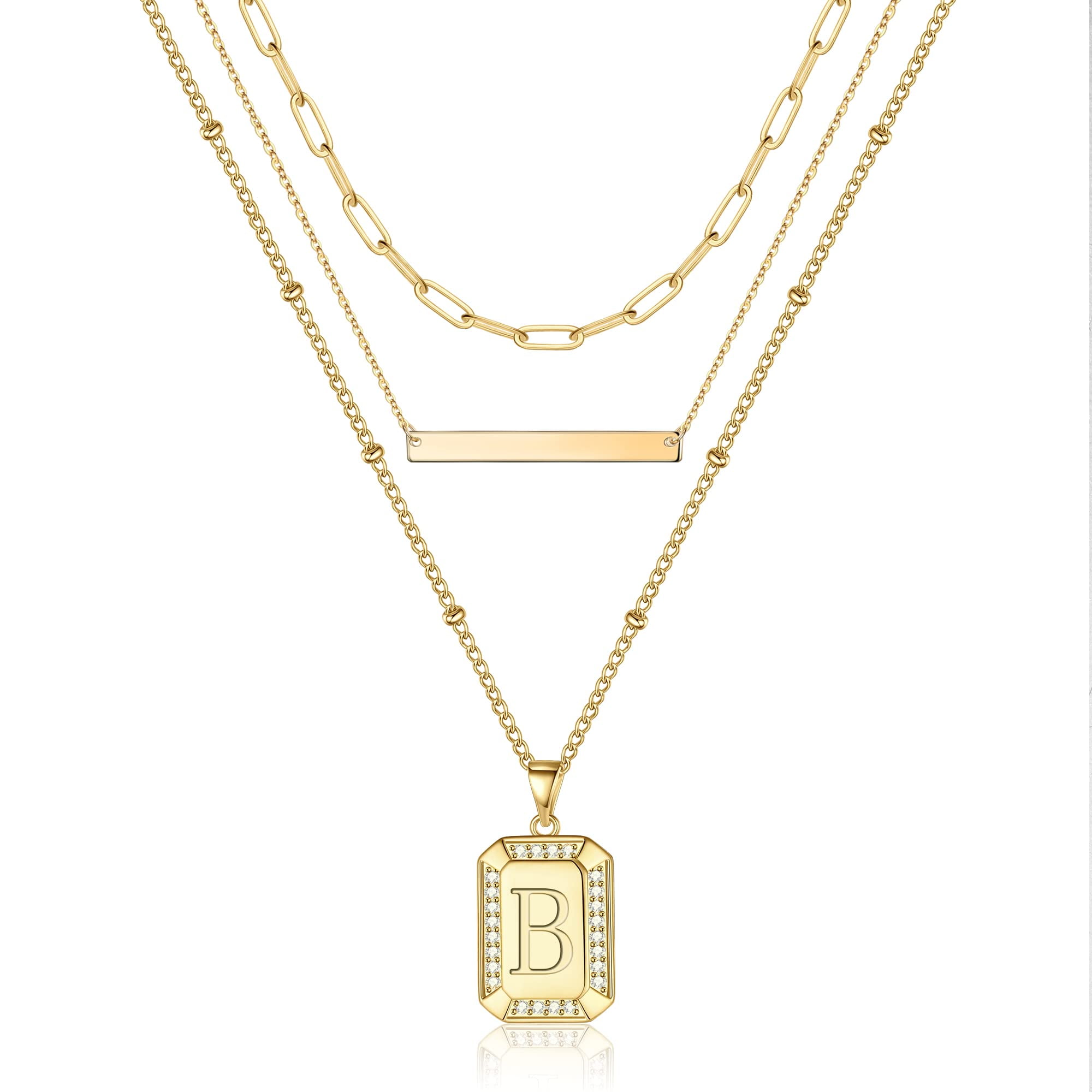 TINGN Layered Initial Necklaces for Women Handmade 14K Gold Plated ...