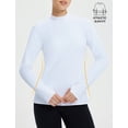 thumbnail image 3 of baleaf Thermal Shirts for Women Long Sleeve Mock Neck Tops Fleece Lined Base Layer with Thumb Hole Cold Weather Winter Gear White XL, 3 of 7