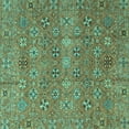 thumbnail image 1 of Ahgly Company Machine Washable Indoor Square Abstract Turquoise Blue Modern Area Rugs, 7' Square, 1 of 4