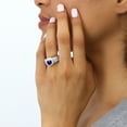 thumbnail image 5 of BERRICLE Sterling Silver Halo Wedding Engagement Rings Simulated Blue Sapphire Round Cut Cubic Zirconia CZ Statement Milgrain Cocktail Ring for Unisex, Rhodium Plated Size 9, 5 of 14