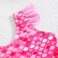 thumbnail image 5 of Likimi Kids Girls Two Piece Swimsuits With Swim Ruffles Skirt Crew Neck Printed Fly Sleeve Fashionable Swimwear For Beach Pool Pink Size 6-7 Years, 5 of 7
