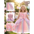 thumbnail image 5 of Odeerbi Toddler Kids Girls Rainbow Tulle Princess Dress Flower Tutu Dresses Wedding Birthday Party Ball Gown, 5 of 9