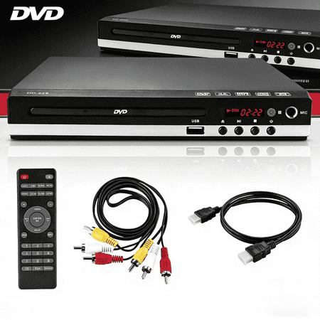 Riwcyla Full HD 1080P DVD Player with USB Input, Microphone Port, AV & HD Output for Home Theater Karaoke