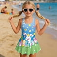 thumbnail image 3 of Uourmeti Easter-Themed Cartoon Bunny & Eggs Skirted One-Piece Swimsuit for Girls - Quick Dry, Stretchy Beach Swim Dress for Pool & Vacation, 3 of 8