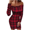 thumbnail image 4 of BLTIBY Christmas Sweatshirt Dress for Women 2024 Xmas Print Autumn Winter Off Shoulder Casual Soft Long Sleeve Fashion Pullover Dresses Outfit Trendy Red XXL, 4 of 6