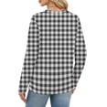 thumbnail image 4 of Nokdvo Sweatshirt for Women Trendy Lightweight Plaid Crewneck Pullover Long Sleeve Casual Loose Fit Shirts,Black XL, 4 of 5