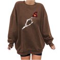 thumbnail image 1 of Blusa de manga larga suelta con cuello redondo y estampado de Halloween para mujer Pompotops FGAJ19553, 1 of 4