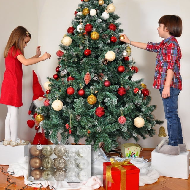 30 Pcs Christmas Balls Gift Box Set Creatives Color Painting Christmas Balls Christmas Tree Hanging Balls Pendant Christmas Decoration Set