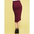 thumbnail image 3 of Made by Johnny Women's Slim fit Bodycon Party Club Night Out Elegant Ruched High Waist Long Pencil Skirt with Side Shirring L WINE, 3 of 6