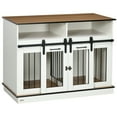 thumbnail image 3 of PawHut Dog Crate Furniture for Large & Small Dogs, Double Dog Kennel, White, 3 of 10