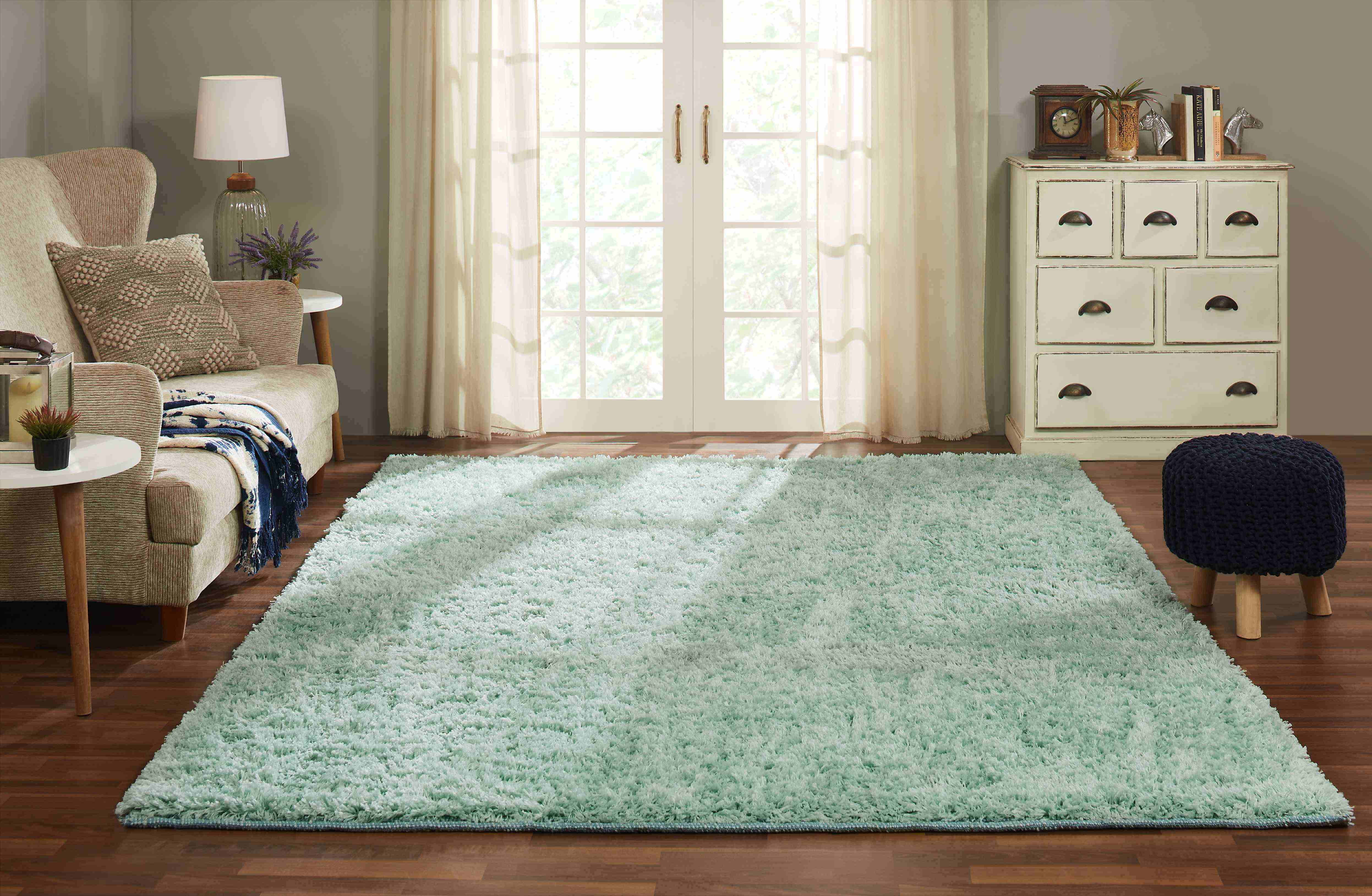 Chesapeake Microfiber Aqua Shag Area Rug (7' 3"x 9' 3")