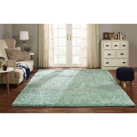 Chesapeake Microfiber Aqua Shag Area Rug (7' 3"x 9' 3")