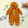 thumbnail image 2 of Cjfdfy Toddler Baby Boy Girl Gingerbread Man Custome Kids Newborn Baby Christmas Outfit Plush Jumpsuit Cute Hooded Romper Warm Fall Winter Holiday Xmas Clothes, 2 of 8
