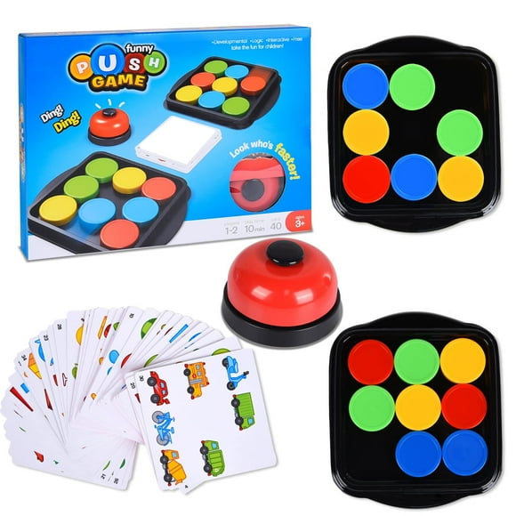 XFGOU Education to Toys and Hobbies Crazy And Table Games Color Matching Game The Quickly Montessori Toys Set With Bell And Cards Fun Interactive Board Game Education
