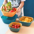 thumbnail image 6 of SugarBloom 6-Piece Kitchen Strainer Set, Multifunctional Vegetable and Fruit Basket with Pasta Strainer, 3 Sizes Double-Layer Colanders for Washing and Draining,blue and green, 6 of 9