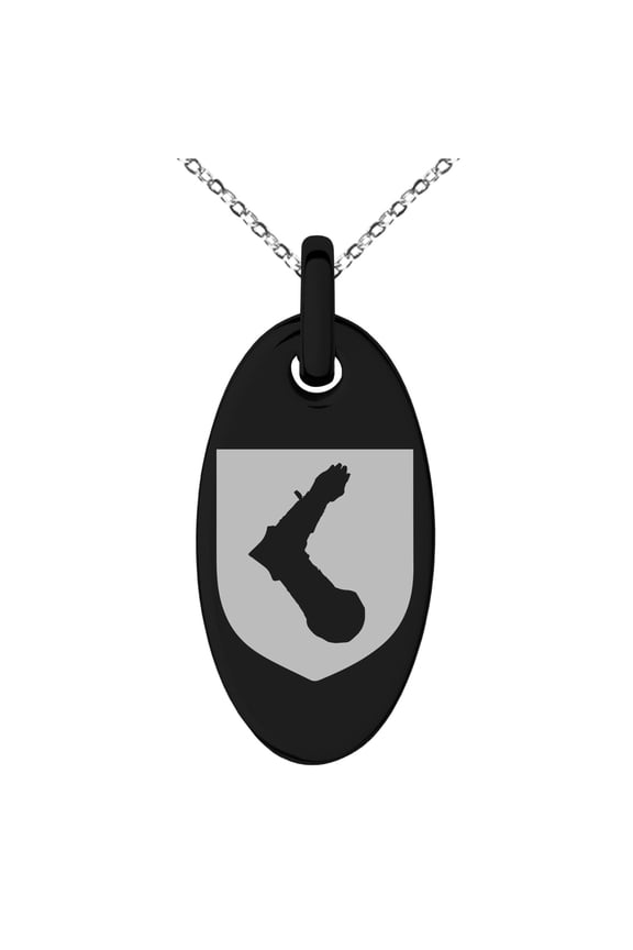 Stainless Steel Arm Armor Leadership Coat of Arms Shield Engraved Small Oval Charm Pendant Necklace