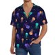 thumbnail image 1 of Balery Sea Jellyfish Camisa Casual de Manga Corta con Botones para Hombre, Texturizada, Estilo Cubano, para Playa, Verano-Small, 1 of 5