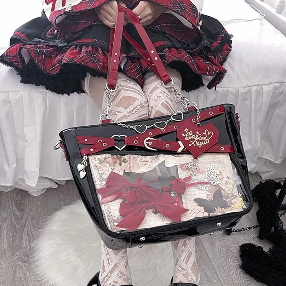 Jiibva Underarm Ita Bag Ita Satchel Crossbody Bag Streetwear Transparent Shoulder Bag Chain Handbag DIY Display Bag for Woman