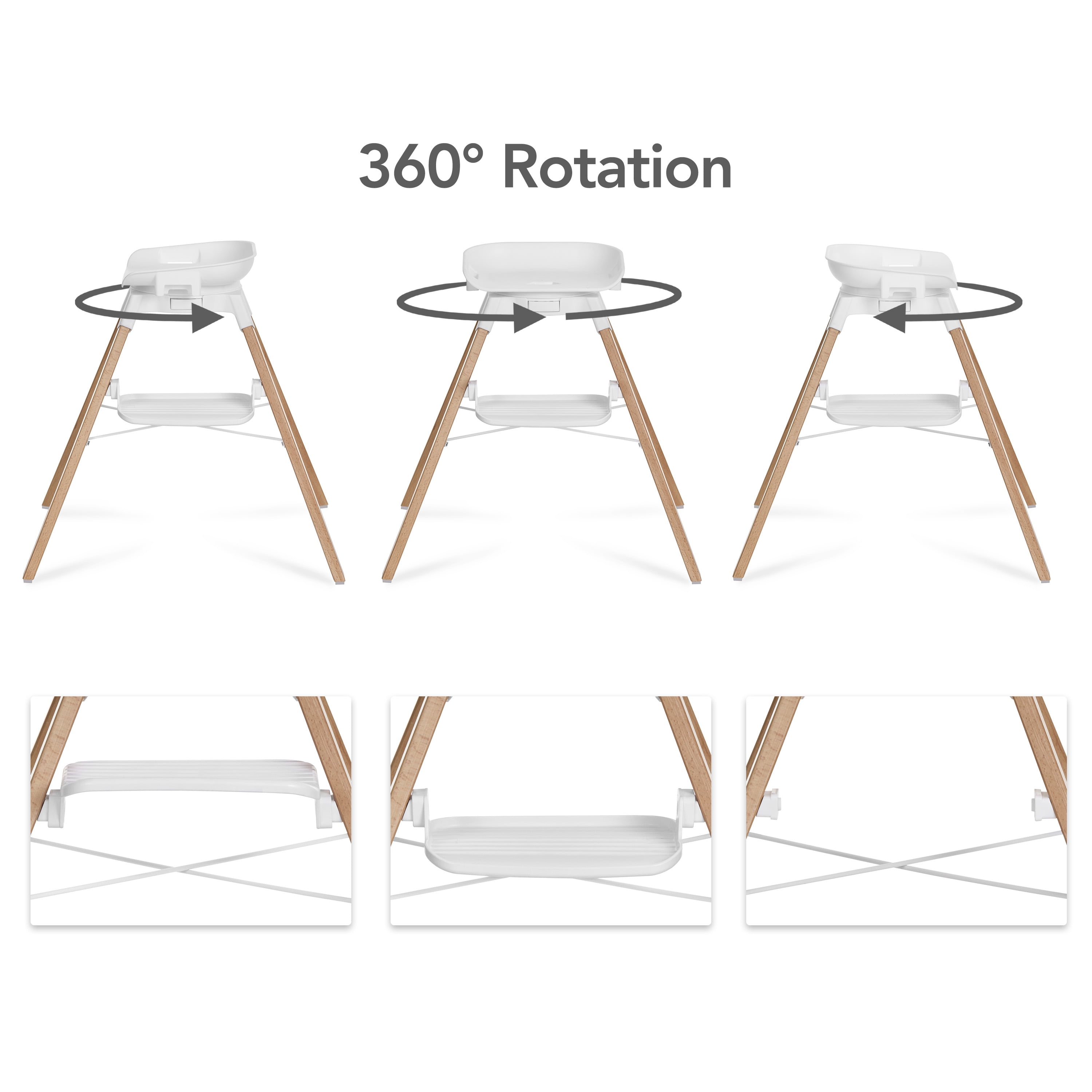 Evolur Bloom High Chair Panna Cotta , 360° Rotating Seat, Easily Converts to Adult Stool, Adjustable Foot Rest, Adjustable & Removable Tray Baby High Chair