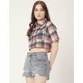 thumbnail image 5 of Moomaya Women Printed Short Sleeves Crop Shirt, Collared Neck Short Boxy Shirt Top, 5 of 8