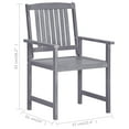 thumbnail image 6 of vidaXL Patio Chairs Outdoor Dining Chair with Cushions Gray Solid Wood Acacia, 6 of 88