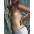thumbnail image 2 of Women Elegant Slim Corset Tube Tops Solid Color Satin Low Cut Strapless Bustier Crop Tops Lingerie, 2 of 5
