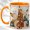 Orange, variant on Ornate Dog Trio Coffee Mug, Floral Pet Mug, Ceramic 11 oz