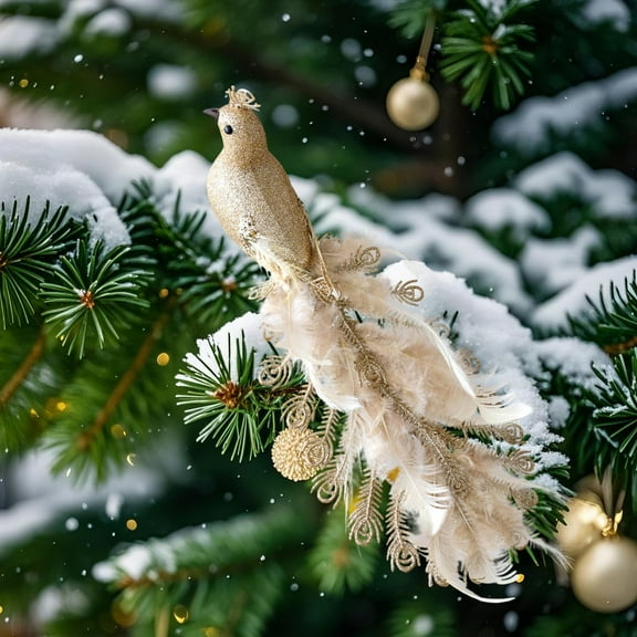 Christmas Decorations, Peacock Tree Ornaments, Colorful Feather Simulated Bird Clip Decoration, Lightweight Foam Material for Indoor Outdoor Holiday Décor