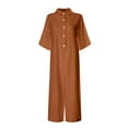 thumbnail image 5 of casual jumpsuits romper for women summer short sleeve button down pockets overalls, 5 of 7