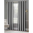 thumbnail image 4 of Black Striped Semi Sheer Window Curtains 108 Inches Long, Modern Farmhouse Black and White Stripes Rod Pocket Voile Silky Chiffon Curtain Light Filtering Drapes for Living Room, 52"x108", 2 Panels, 4 of 9