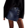 thumbnail image 3 of Women'S High Waisted Button Front Denim Skort Asymmetrical Hem Skirt Shorts XL, 3 of 8
