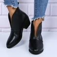 thumbnail image 4 of Mepaouo Bottines pour Femmes Bout Rond Coupe en V Chelsea à Enfiler Talon Bas Épais Habillées Style Western, 4 of 6