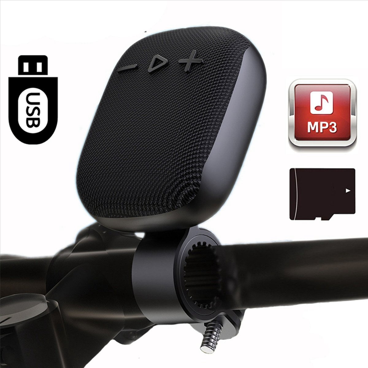 2X Bike Speaker Bicycle Handbar Wireless Bluetooth Louderspeaker Outdoor Handlebar Subwoofer for Cycling Riding-Black