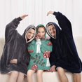 thumbnail image 5 of Red Mushroom Leaf Green Pattern Blanket Hoodies for Kids 6-13YR Oversize Wearable Blanket Hoodies for Boys Girls Teens, 5 of 7