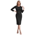 thumbnail image 3 of Zaldita Plus Size Bodycon Dress for Women Long Sleeve Pencil Peplum Cocktail Midi Dresses Black XL, 3 of 7