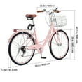 thumbnail image 2 of KFFKFF 26" Cruiser Bike, 7-Speed,Rose-Tinted Beach Riding Bike with Spacious Basket and Back Holder, Reliable & Robust Leisure Bike with Modifiable Seat, 2 of 9