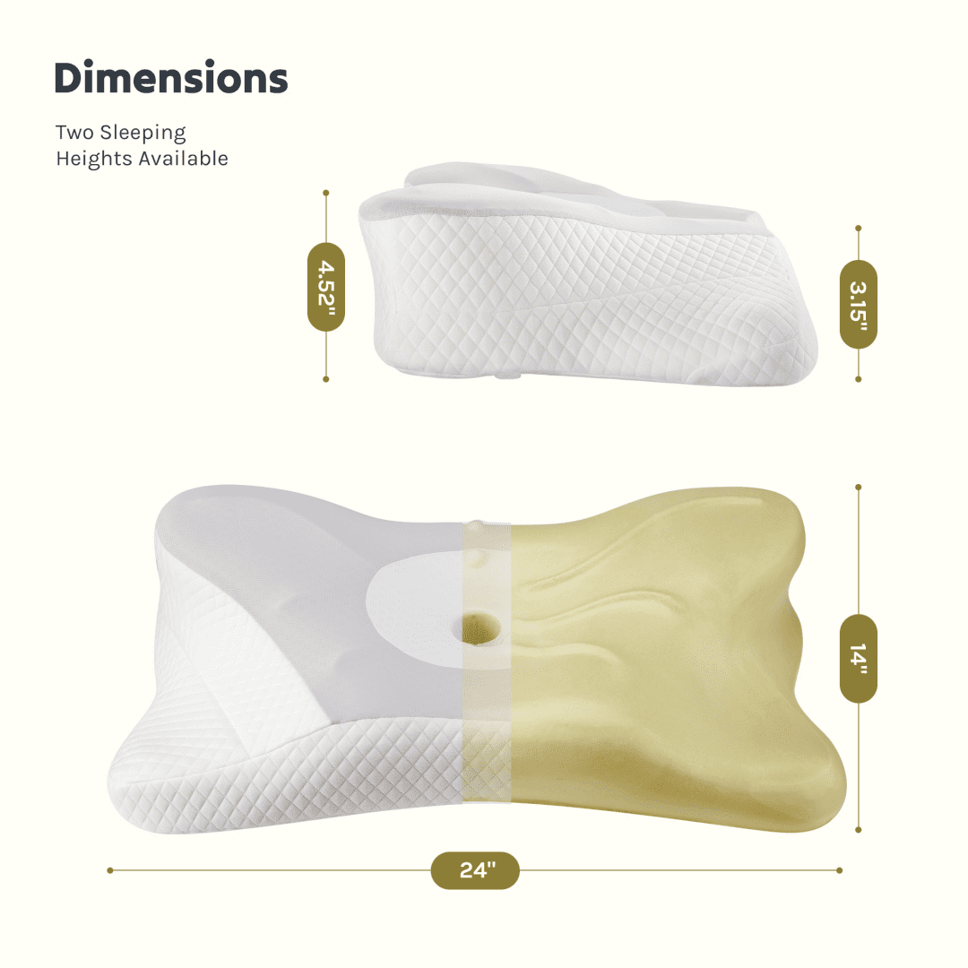 (Weiyi-EC)-- Cervical Neck Pillow, Cooling Ergonomic Memory Foam Pillows  Dual Height Orthopedic Support Contour Pillow For Side **--（ hgl;[';i）