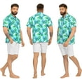 thumbnail image 4 of LA LEELA Men's Hawaiian Shirts Short Sleeve Button Down Shirt Men's Hawaii Shirts Boho Holiday Casual Summer Beach Shirts for Men Funny L Tropical Leaves, Autumn Green, 4 of 5