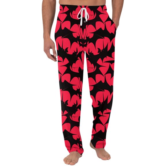 ASDFVBKG Halloween Pajama Pants for Men Hallowmas Pj Pants for Men Pumpkin Ghost Print Lounge Bottoms Elastic Waist Drawstring Sleepwear With Pockets Red L
